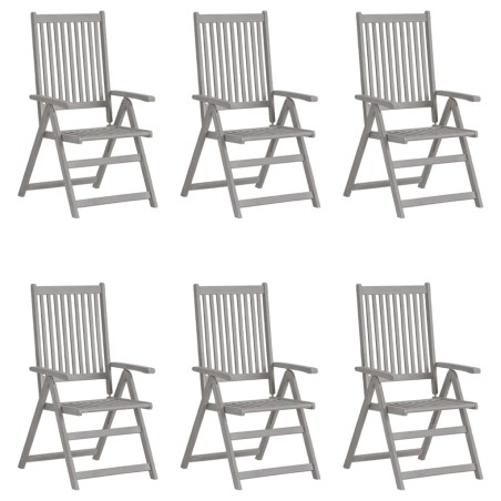 vidaXL Sillas de jardín reclinables 6 uds madera madera acacia cojines