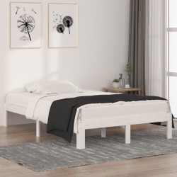 vidaXL Estructura de cama madera maciza pequeña doble blanca 120x190cm