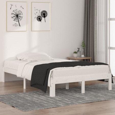 vidaXL Estructura de cama madera maciza pequeña doble blanca 120x190cm