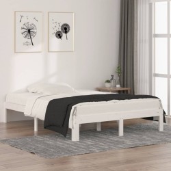vidaXL Estructura de cama madera maciza doble blanca 135x190cm