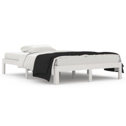 vidaXL Estructura de cama madera maciza doble blanca 135x190cm