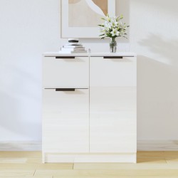 vidaXL Aparador de madera contrachapada blanco brillante 60x30x70 cm