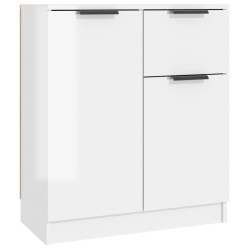 vidaXL Aparador de madera contrachapada blanco brillante 60x30x70 cm