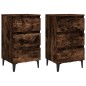 vidaXL Mesita de noche 2 uds patas de metal roble ahumado 40x35x69 cm vidaXL Mesita de noche 2 uds patas de metal roble ahumado 40x35x69 cm