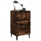vidaXL Mesita de noche 2 uds patas de metal roble ahumado 40x35x69 cm vidaXL Mesita de noche 2 uds patas de metal roble ahumado 40x35x69 cm