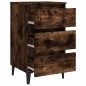 vidaXL Mesita de noche 2 uds patas de metal roble ahumado 40x35x69 cm vidaXL Mesita de noche 2 uds patas de metal roble ahumado 40x35x69 cm
