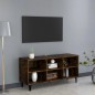 vidaXL Mueble de TV con patas de metal roble ahumado 103,5x30x50 cm vidaXL Mueble de TV con patas de metal roble ahumado 103,5x30x50 cm