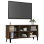 vidaXL Mueble de TV con patas de metal roble ahumado 103,5x30x50 cm vidaXL Mueble de TV con patas de metal roble ahumado 103,5x30x50 cm