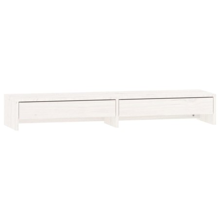 vidaXL Soporte de monitor madera maciza de pino blanco 100x27x15 cm
