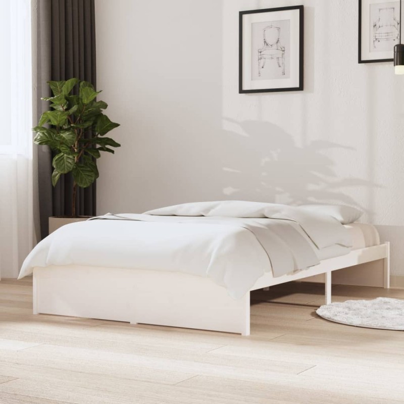 vidaXL Estructura de cama madera maciza blanco 120x200 cm