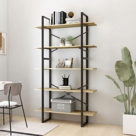 vidaXL Estantería 5 niveles madera contrachapada Sonoma 100x30x175 cm