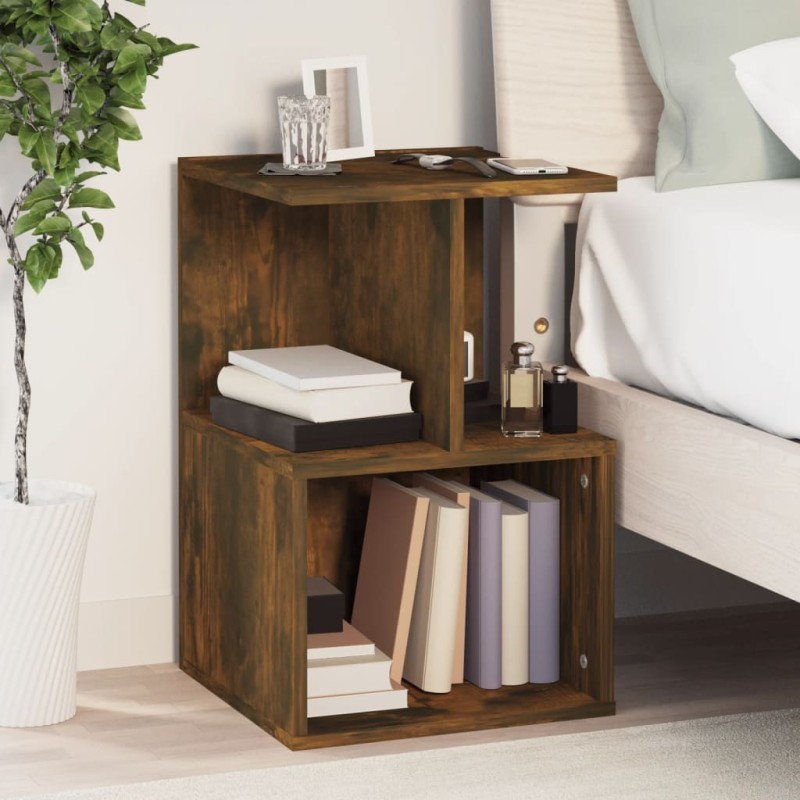 vidaXL Mesita de noche madera contrachapada roble ahumado 35x35x55 cm vidaXL Mesita de noche madera contrachapada roble ahumado 35x35x55 cm