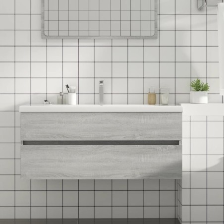 vidaXL Mueble de lavabo madera contrachapada gris Sonoma 100x38,5x45cm