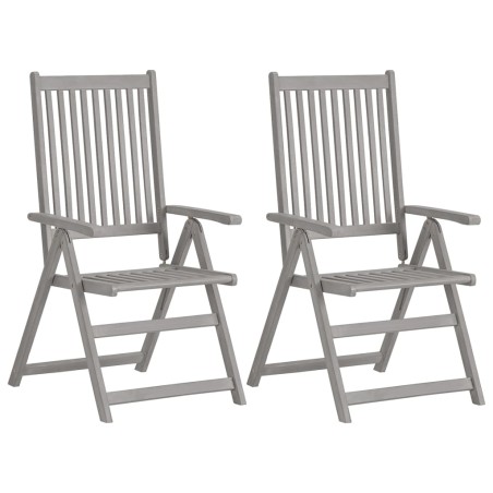vidaXL Sillas de jardín reclinables 4 uds madera maciza acacia cojines