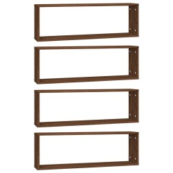 vidaXL Estante cúbico de pared 4 uds madera roble marrón 80x15x26,5cm