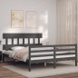 vidaXL Estructura de cama con cabecero madera maciza gris 160x200 cm vidaXL Estructura de cama con cabecero madera maciza gris 160x200 cm