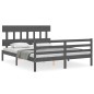 vidaXL Estructura de cama con cabecero madera maciza gris 160x200 cm vidaXL Estructura de cama con cabecero madera maciza gris 160x200 cm