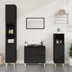 vidaXL Armario de baño madera contrachapada negro 30x30x190 cm