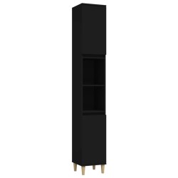 vidaXL Armario de baño madera contrachapada negro 30x30x190 cm
