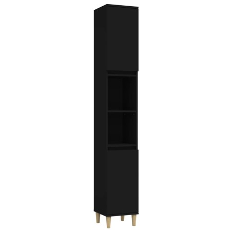 vidaXL Armario de baño madera contrachapada negro 30x30x190 cm