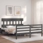 vidaXL Estructura de cama con cabecero madera maciza gris 160x200 cm vidaXL Estructura de cama con cabecero madera maciza gris 160x200 cm