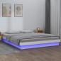 vidaXL Estructura de cama con LED madera maciza blanco 140x190 cm