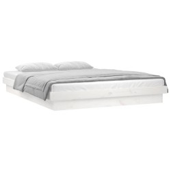 vidaXL Estructura de cama con LED madera maciza blanco 140x190 cm