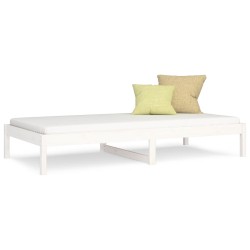 vidaXL Sofá cama madera maciza de pino blanco 80x200 cm