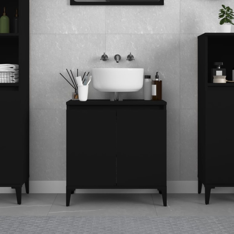 vidaXL Armario para lavabo madera contrachapada negro 58x33x60 cm vidaXL Armario para lavabo madera contrachapada negro 58x33x60 cm