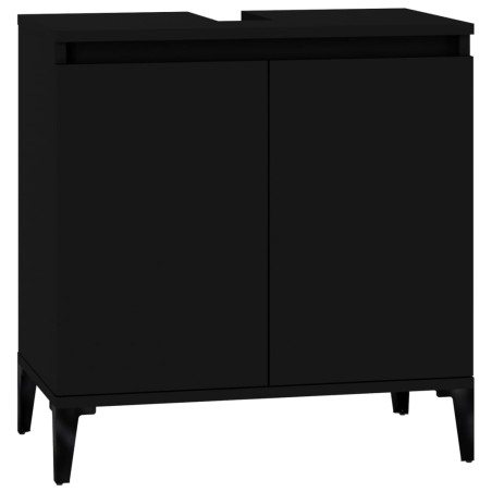 vidaXL Armario para lavabo madera contrachapada negro 58x33x60 cm
