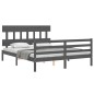 vidaXL Estructura de cama con cabecero madera maciza gris 160x200 cm vidaXL Estructura de cama con cabecero madera maciza gris 160x200 cm