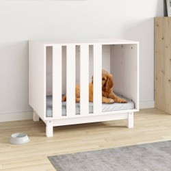 vidaXL Caseta para perros madera maciza de pino blanco 70x50x62 cm
