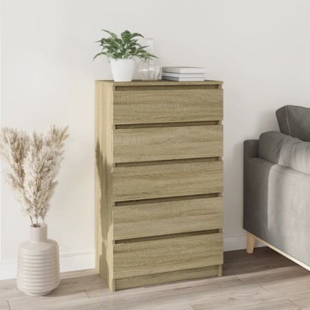 vidaXL Cajonera de madera contrachapada roble Sonoma 60x36x103 cm