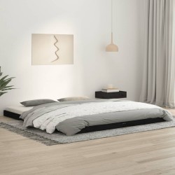 vidaXL Estructura de cama de madera maciza negra 180x200 cm