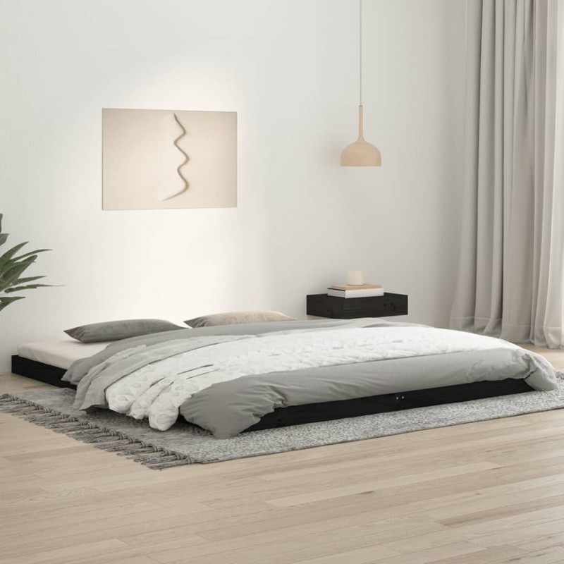 vidaXL Estructura de cama de madera maciza negra 180x200 cm vidaXL Estructura de cama de madera maciza negra 180x200 cm
