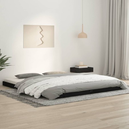 vidaXL Estructura de cama de madera maciza negra 180x200 cm