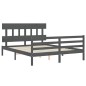 vidaXL Estructura de cama con cabecero madera maciza gris 160x200 cm vidaXL Estructura de cama con cabecero madera maciza gris 160x200 cm