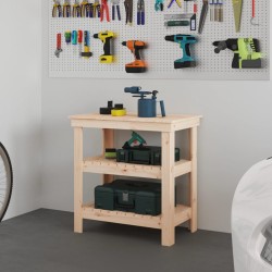 vidaXL Banco de trabajo de madera maciza de pino 78,5x50x80 cm
