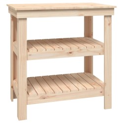 vidaXL Banco de trabajo de madera maciza de pino 78,5x50x80 cm