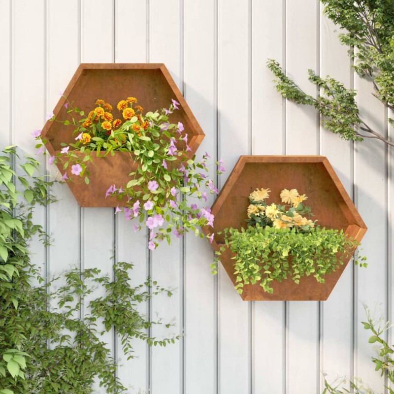 vidaXL Jardineras de pared 2 uds acero corten oxidado 46x10x40 cm vidaXL Jardineras de pared 2 uds acero corten oxidado 46x10x40 cm
