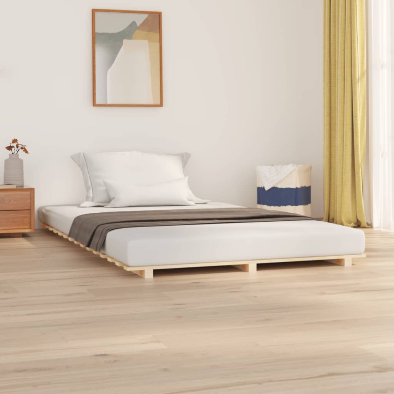 vidaXL Estructura de cama de madera maciza de pino 140x190 cm vidaXL Estructura de cama de madera maciza de pino 140x190 cm