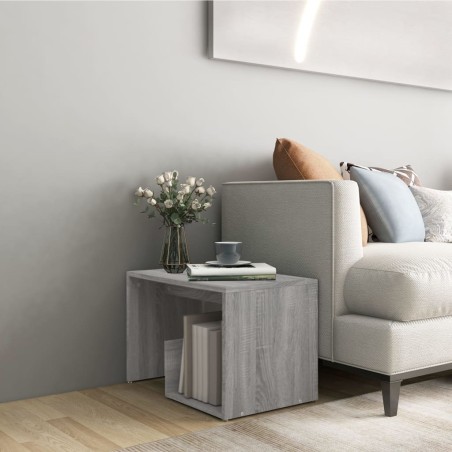 vidaXL Mesa auxiliar madera contrachapada gris Sonoma 59x36x38 cm