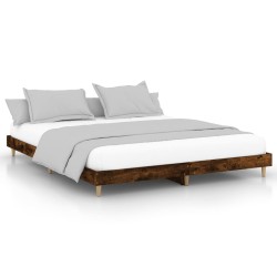 vidaXL Estructura de cama madera contrachapada roble ahumado 140x200cm