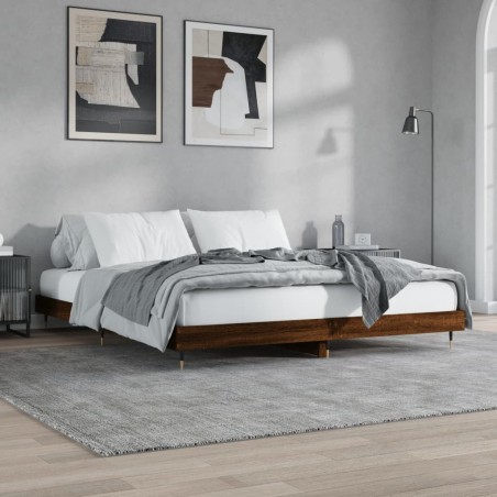 vidaXL Estructura de cama madera contrachapada marrón roble 180x200 cm