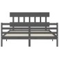 vidaXL Estructura de cama con cabecero madera maciza gris 160x200 cm vidaXL Estructura de cama con cabecero madera maciza gris 160x200 cm