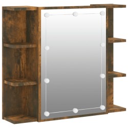 vidaXL Mueble con espejo y luces LED roble ahumado 70x16,5x60 cm