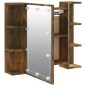 vidaXL Mueble con espejo y luces LED roble ahumado 70x16,5x60 cm vidaXL Mueble con espejo y luces LED roble ahumado 70x16,5x60 cm
