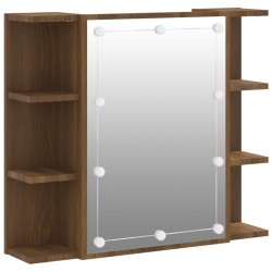vidaXL Mueble con espejo y luces LED roble marrón 70x16,5x60 cm