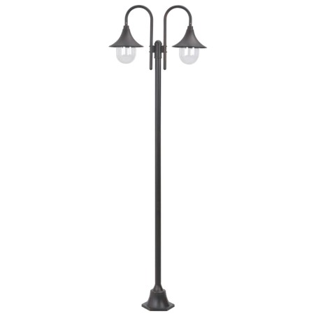 vidaXL Farola de jardín con 2 luces aluminio color bronce E27 220 cm 