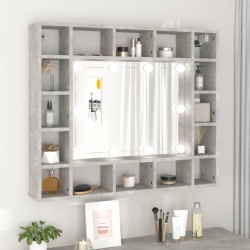 vidaXL Mueble con espejo y LED color gris hormigón 91x15x76,5 cm